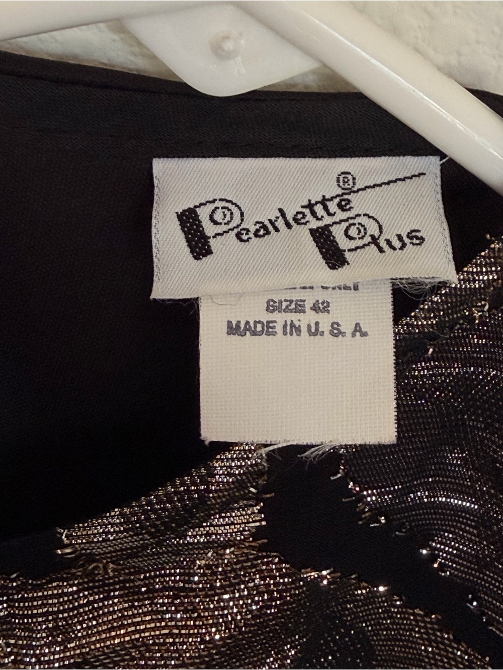 Pearlette Plus Vintage 80s Metallic Leaf Top Black Gold Plus 1X Made in USA - Picture 6 of 7